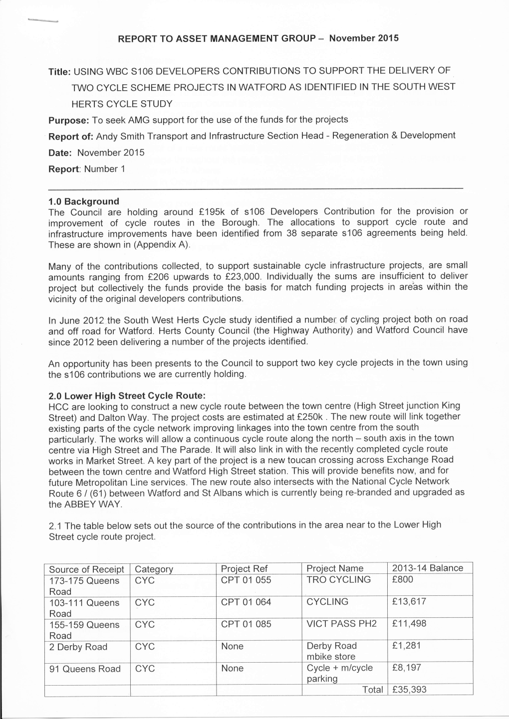 Improvement of Cycle Routes in the Borough