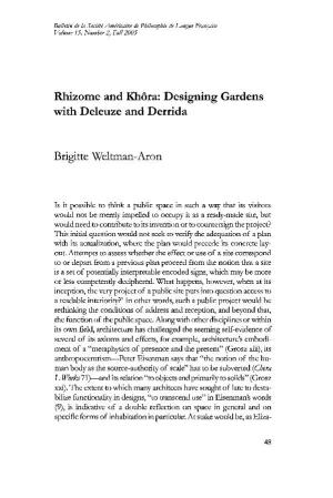 Rhizotne and Khöra: Designing Gardens with Deleuze and Derrida