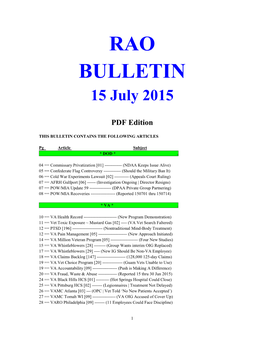 RAO BULLETIN 15 July 2015