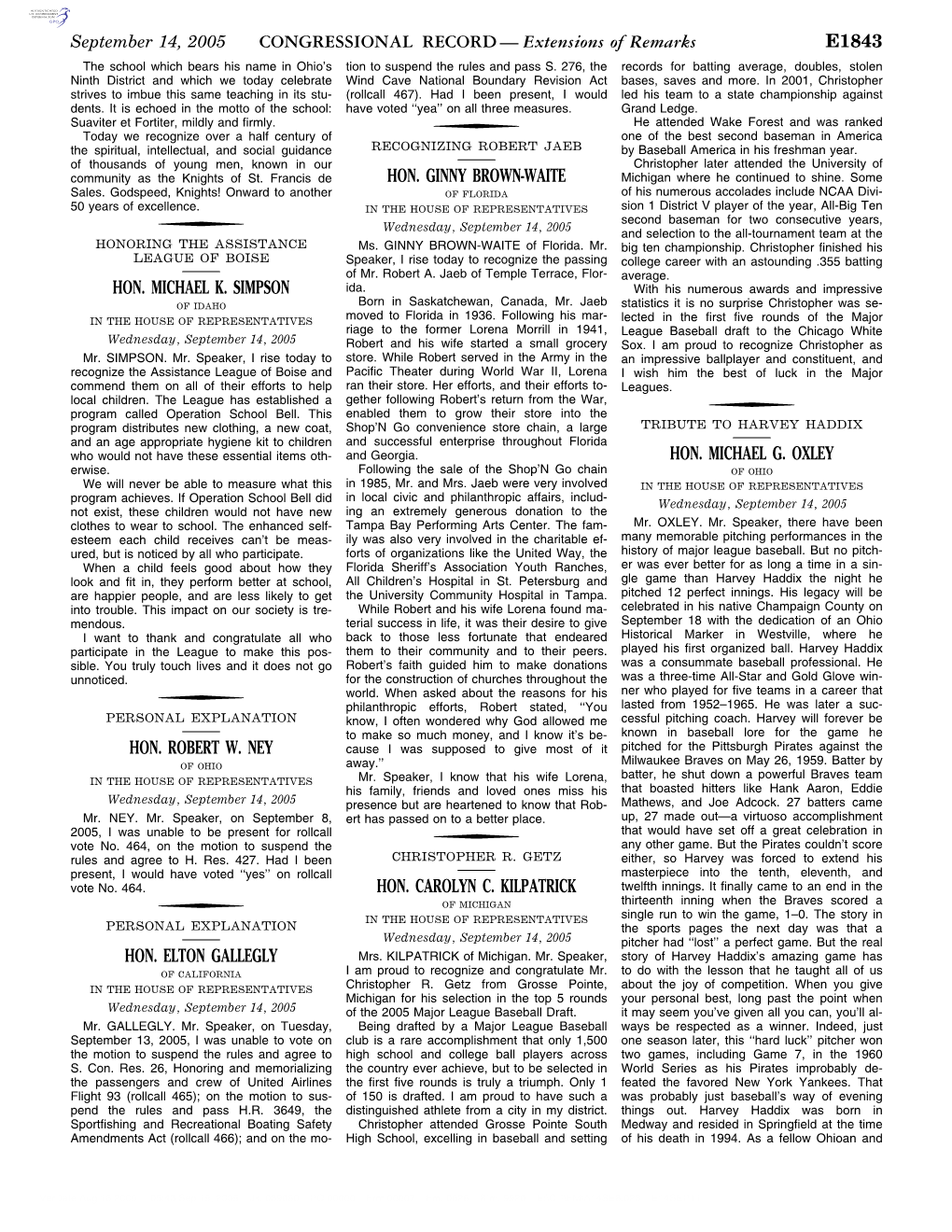 CONGRESSIONAL RECORD— Extensions of Remarks E1843 HON