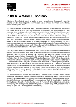 ROBERTA MAMELI, Soprano