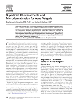 Superficial Chemical Peels and Microdermabrasion for Acne Vulgaris