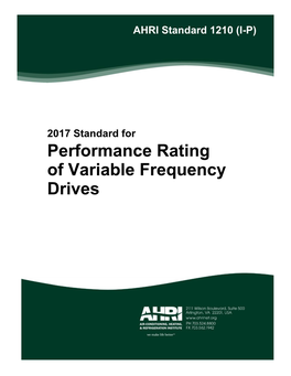 Performance Rating of Variable Frequency Drives