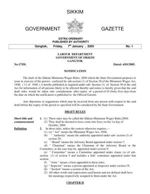 Sikkim Government Gazette Extraordinary Number 56 Dated the 28 Th April 1997