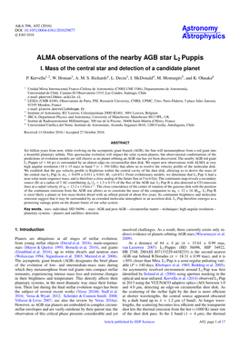 ALMA Observations of the Nearby AGB Star L2 Puppis I