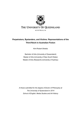 Representations of the Third Reich Perpetrator in Australian Fiction