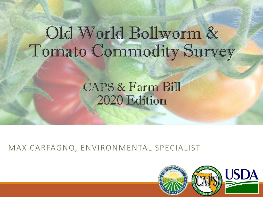 Old World Bollworm and Tomato Commodity Survey Farm Bill, 2019