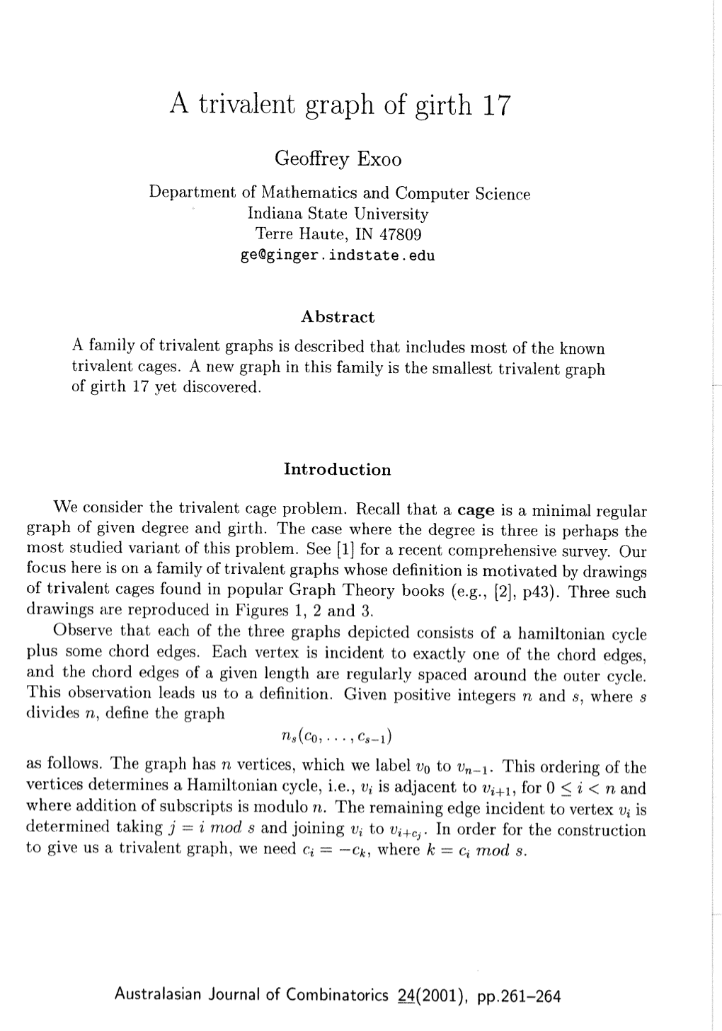 A Trivalent Graph of Girth 17