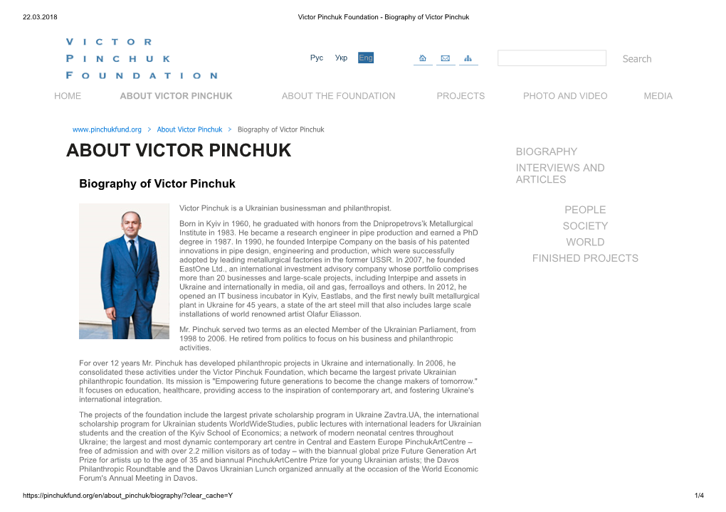 About Victor Pinchuk About the Foundation Projects Photo and Video Media