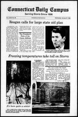 Reagan Calls for Large State Aid Plan Freezing Temperatures Take Toll On