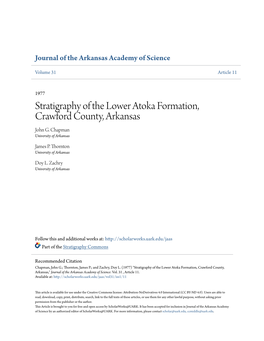 Stratigraphy of the Lower Atoka Formation, Crawford County, Arkansas John G