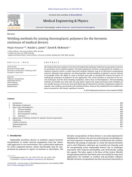 Welding Methods for Joining Thermoplastic Polymers for the Hermetic Enclosure of Medical Devices