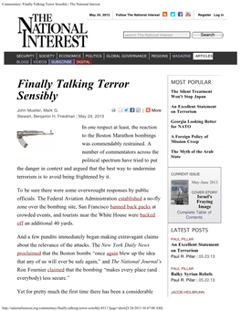Finally Talking Terror Sensibly | the National Interest