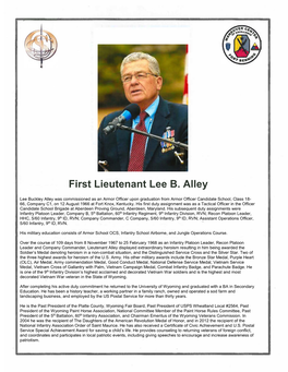 First Lieutenant Lee B. Alley