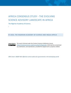 THE EVOLVING SCIENCE ADVISORY LANDSCAPE in AFRICA the Nigerian Academy of Science; ;