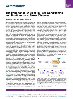 The Importance of Sleep in Fear Conditioning and Posttraumatic Stress Disorder