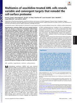 Multiomics of Azacitidine-Treated AML Cells Reveals Variable And