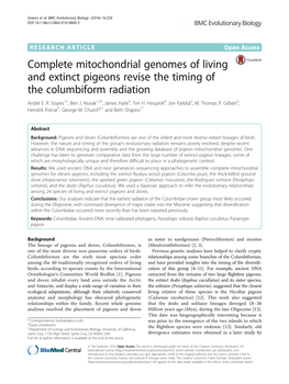 Complete Mitochondrial Genomes of Living and Extinct Pigeons Revise the Timing of the Columbiform Radiation André E
