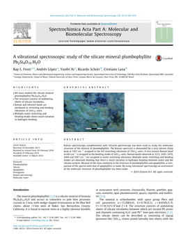 A Vibrational Spectroscopic Study of the Silicate Mineral Plumbophyllite