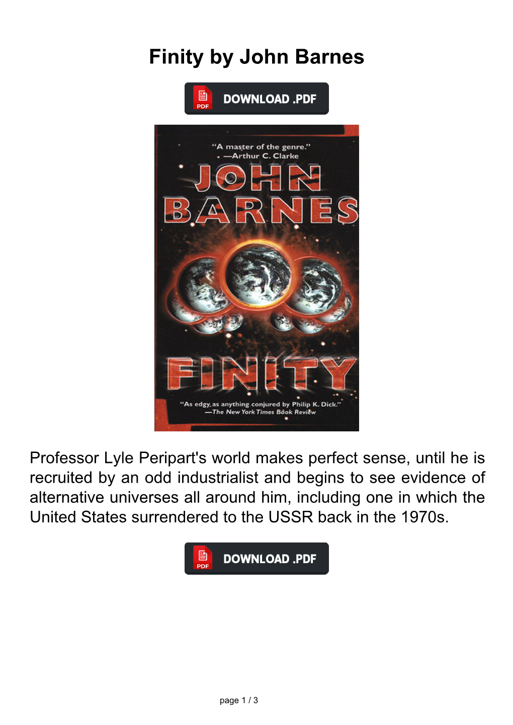 Finity by John Barnes