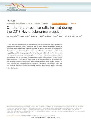 On the Fate of Pumice Rafts Formed During the 2012 Havre Submarine Eruption