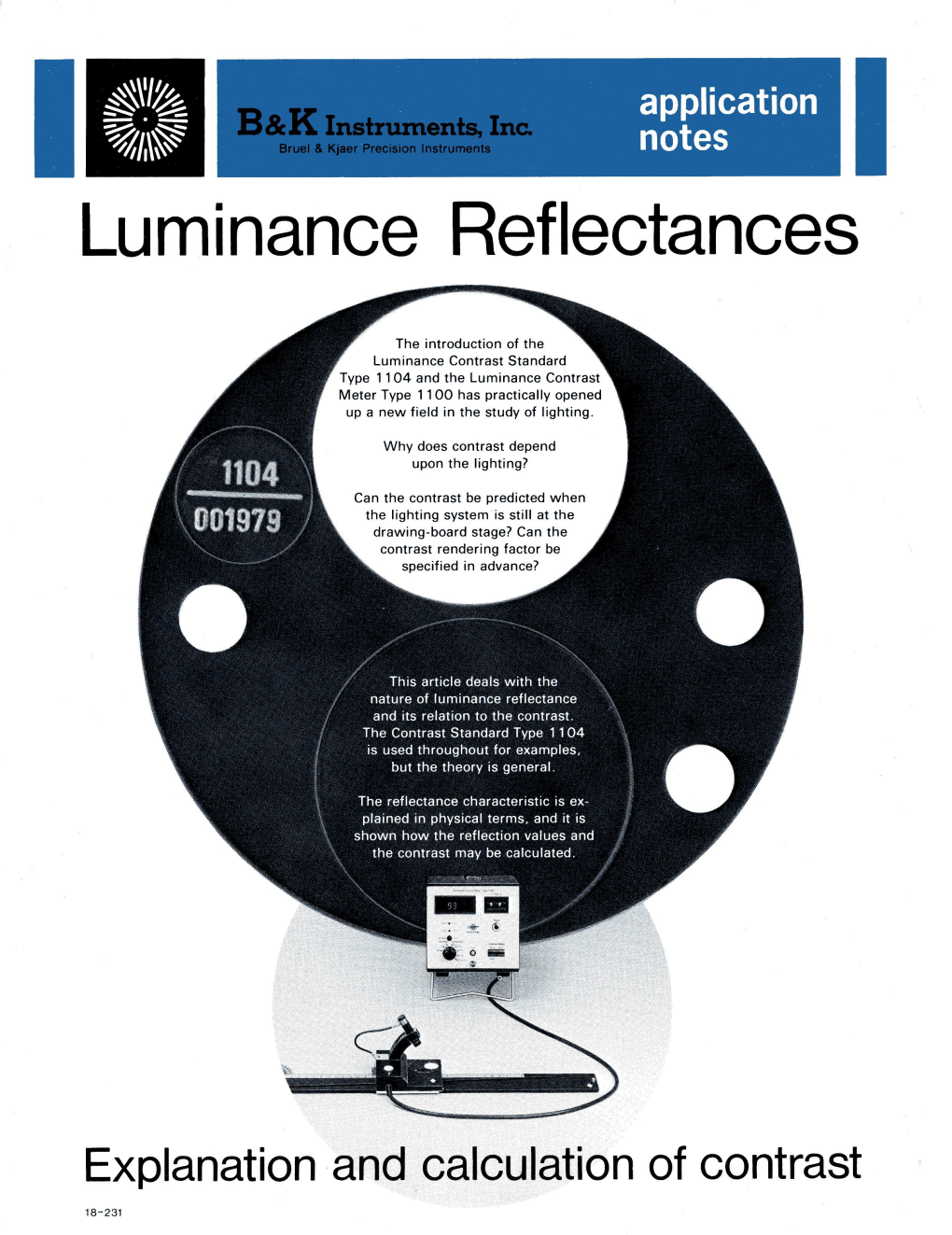 Luminance Reflectances Explanation and Calculation of Contrast