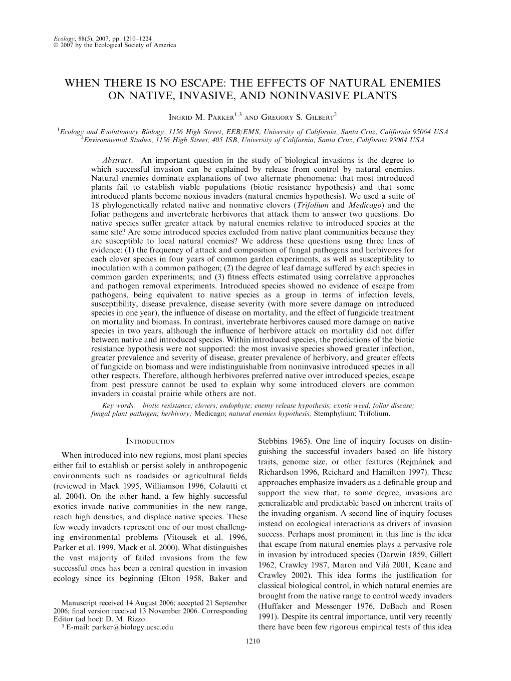 The Effects of Natural Enemies on Native, Invasive, and Noninvasive Plants