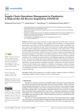 Supply Chain Operations Management in Pandemics: a State-Of-The-Art Review Inspired by COVID-19