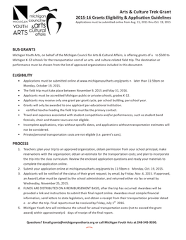 2015-16 Arts and Culture Trek Grant Guidelines