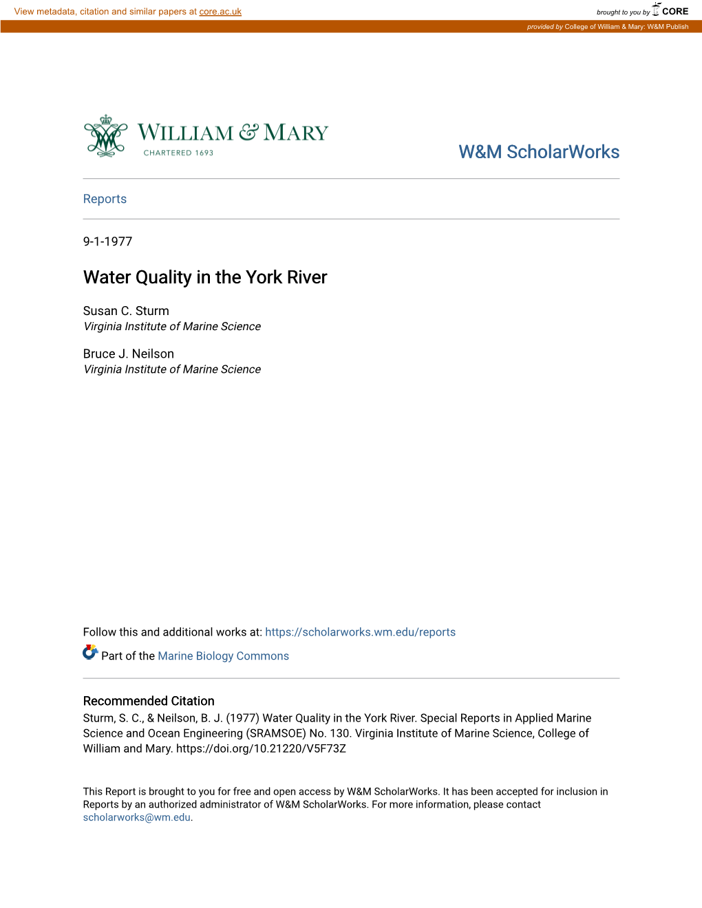 Water Quality in the York River