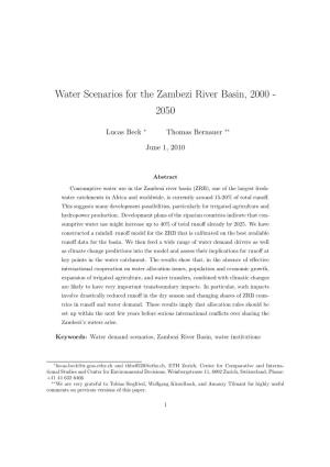 Water Scenarios for the Zambezi River Basin, 2000 - 2050