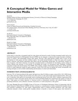 A Conceptual Model for Video Games and Interactive Media