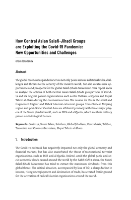 How Central Asian Salafi-Jihadi Groups Are Exploiting the Covid-19 Pandemic: New Opportunities and Challenges