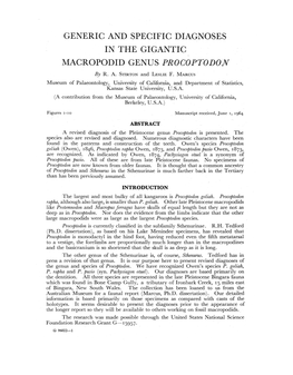 Generic and Specific Diagnoses in the Gigantic Macropodid Genus &lt;I