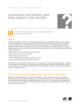Leveraging Orthopedic and Spine Urgent Care Centers