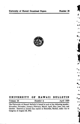 University of Hawaii Bulletin