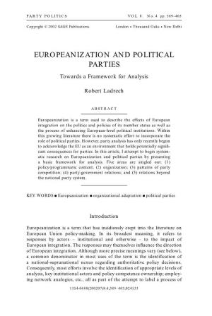 EUROPEANIZATION and POLITICAL PARTIES Towards a Framework for Analysis