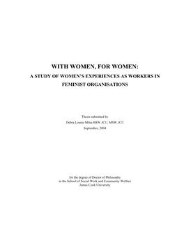 With Women, for Women: a Study of Women’S Experiences As Workers in Feminist Organisations