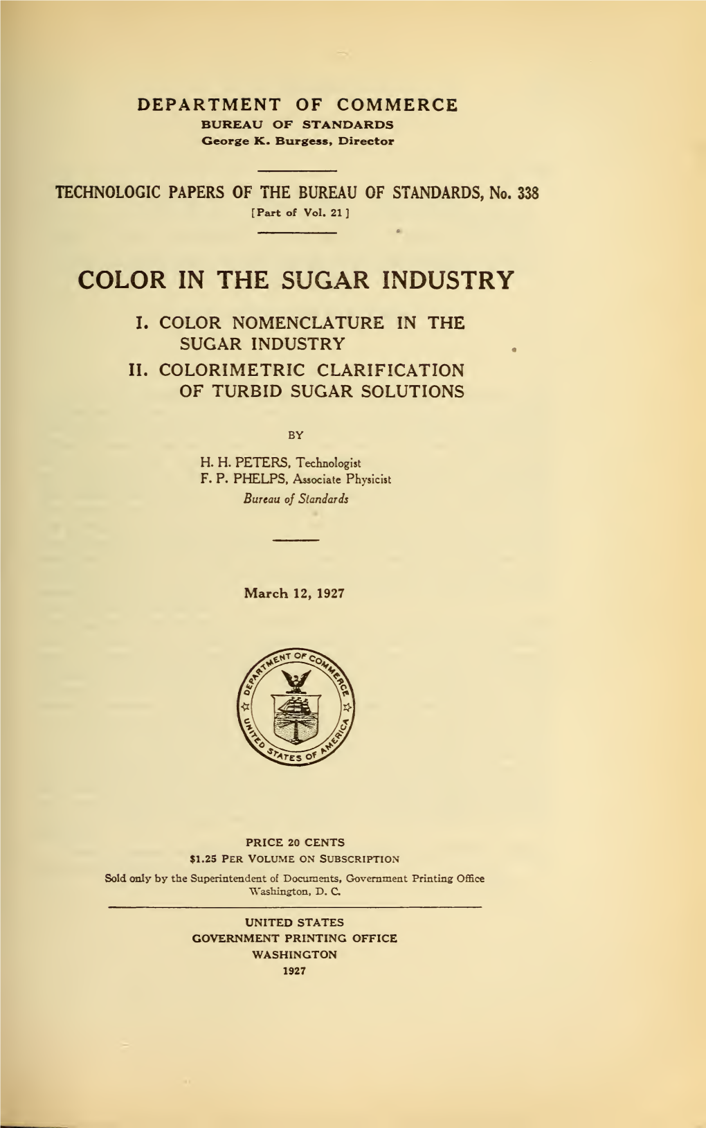 Color in the Sugar Industry. I. Color Nomenclature in the Sugar Industry