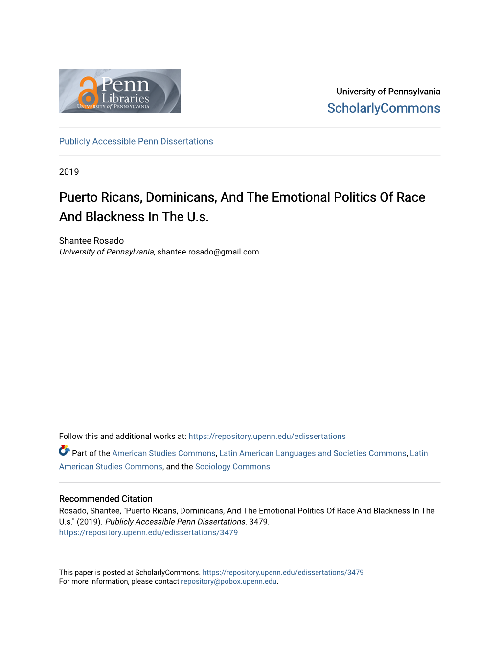 Puerto Ricans, Dominicans, and the Emotional Politics of Race and Blackness in the U.S