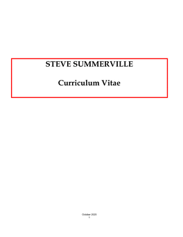 STEVE SUMMERVILLE Curriculum Vitae