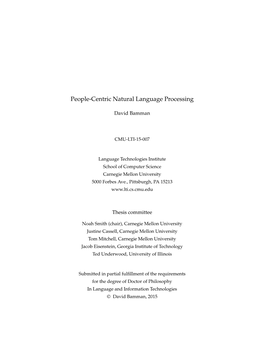 People-Centric Natural Language Processing