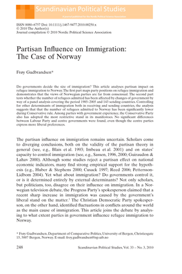 Partisan Influence on Immigration: the Case of Norway