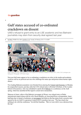 Gulf States Accused of Co-Ordinated Crackdown on Dissent | World