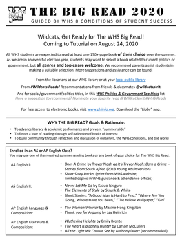 The Big Read 2020 Guided by Whs 8 Conditions of Student Success