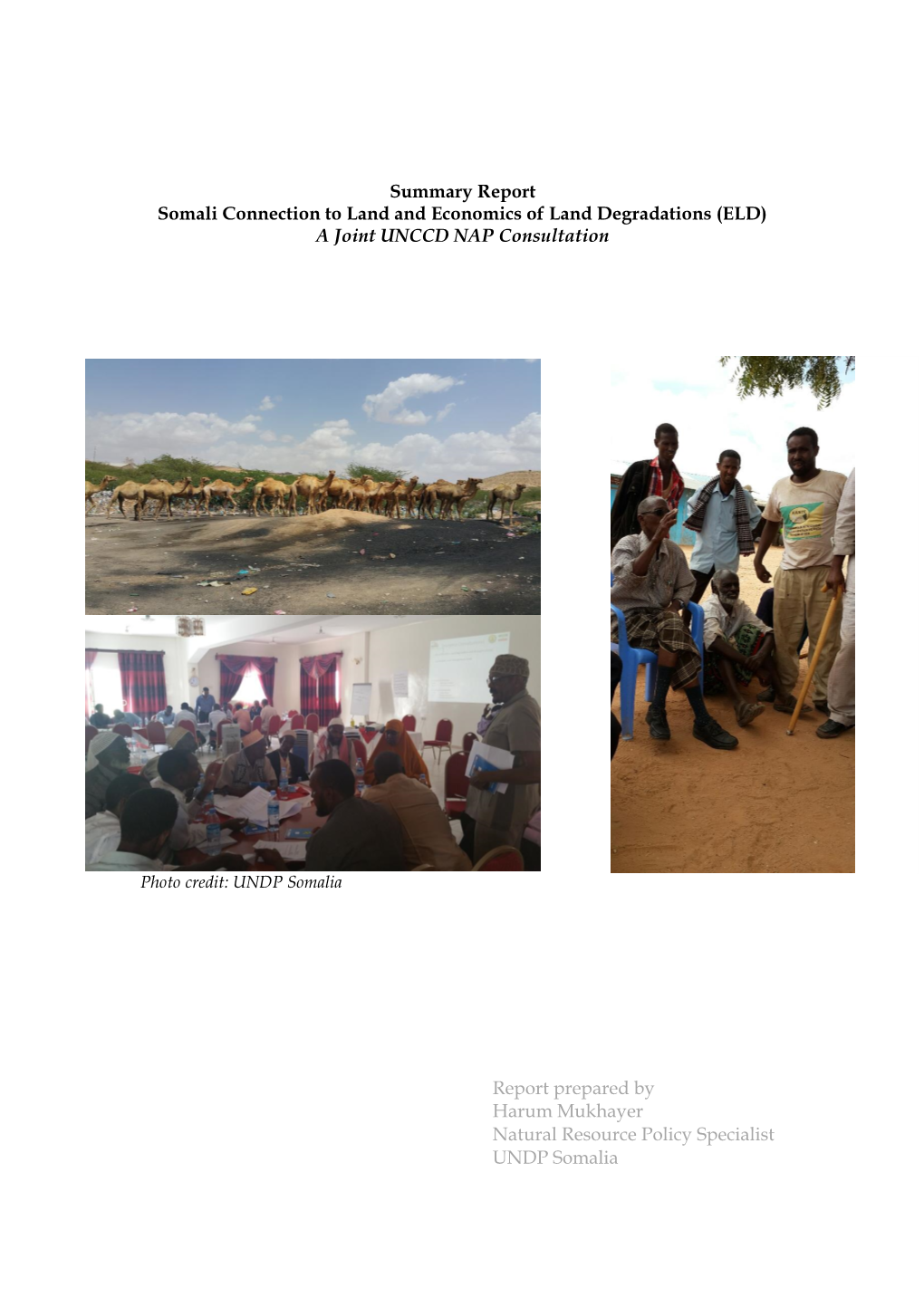 Summary Report Somali Connection to Land and Economics of Land Degradations (ELD) a Joint UNCCD NAP Consultation