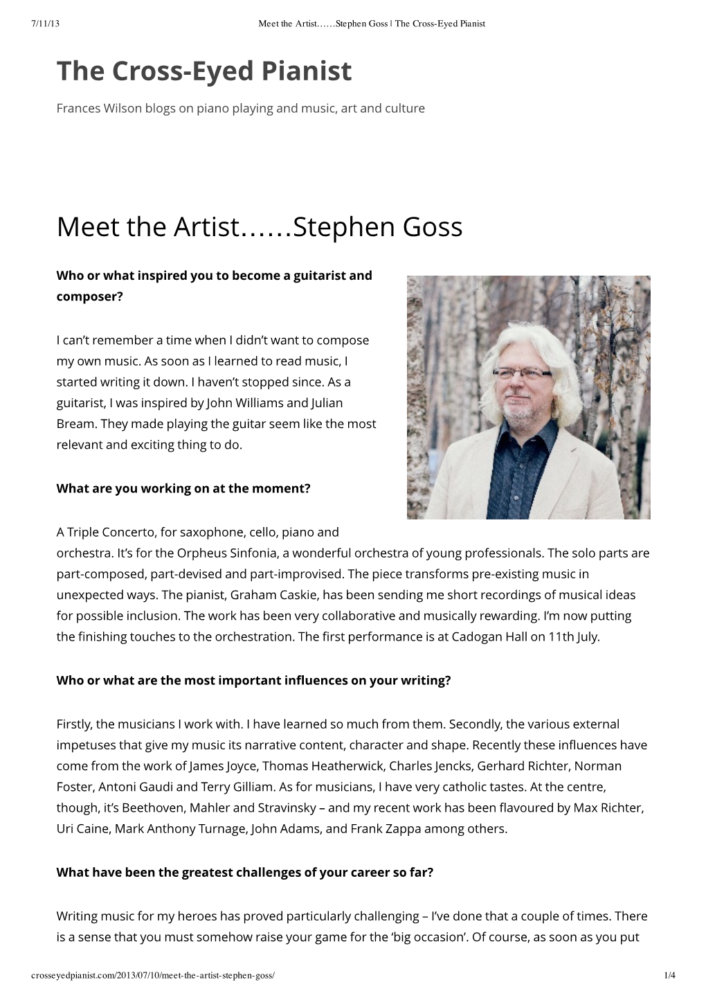 The Cross-Eyed Pianist Meet the Artist..Stephen Goss