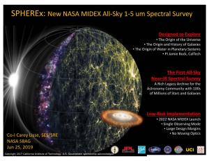 Spherex: New NASA MIDEX All-Sky 1-5 Um Spectral Survey