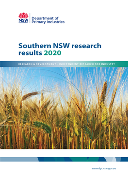 Southern NSW Research Results 2020
