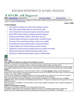 June 4, 2009 in This E-Digest: • June Training Will Address New